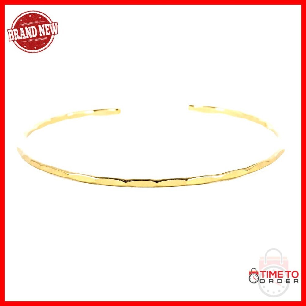 Thin Hammered Cuff Stacking Bracelet Delicate Handmade Sterling Silver Gold Fill